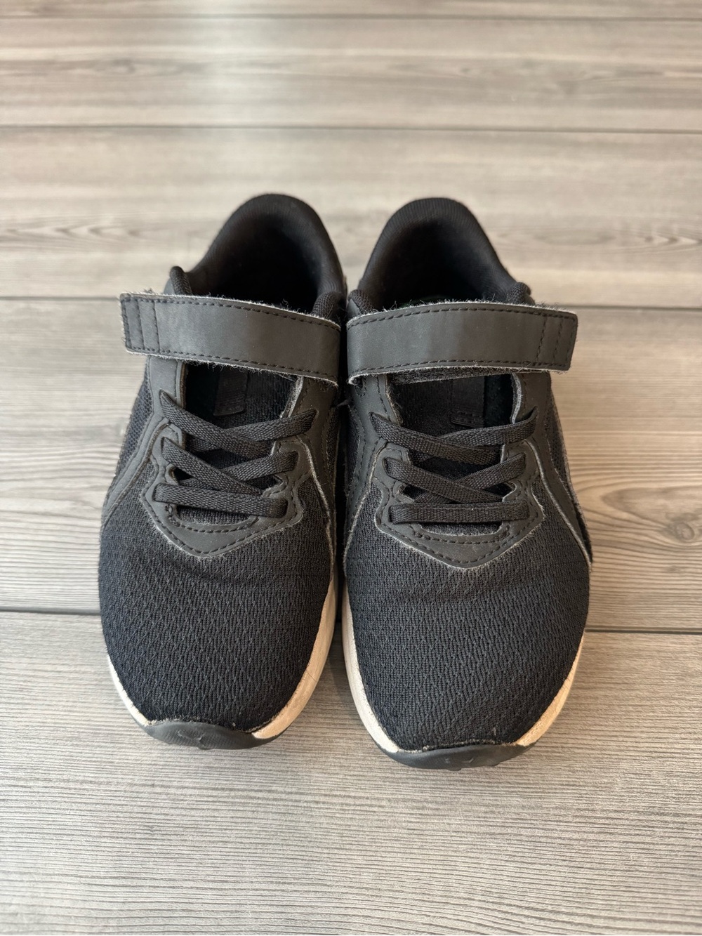 Puma Kids Black Hook-and-Loop Athletic Sneakers